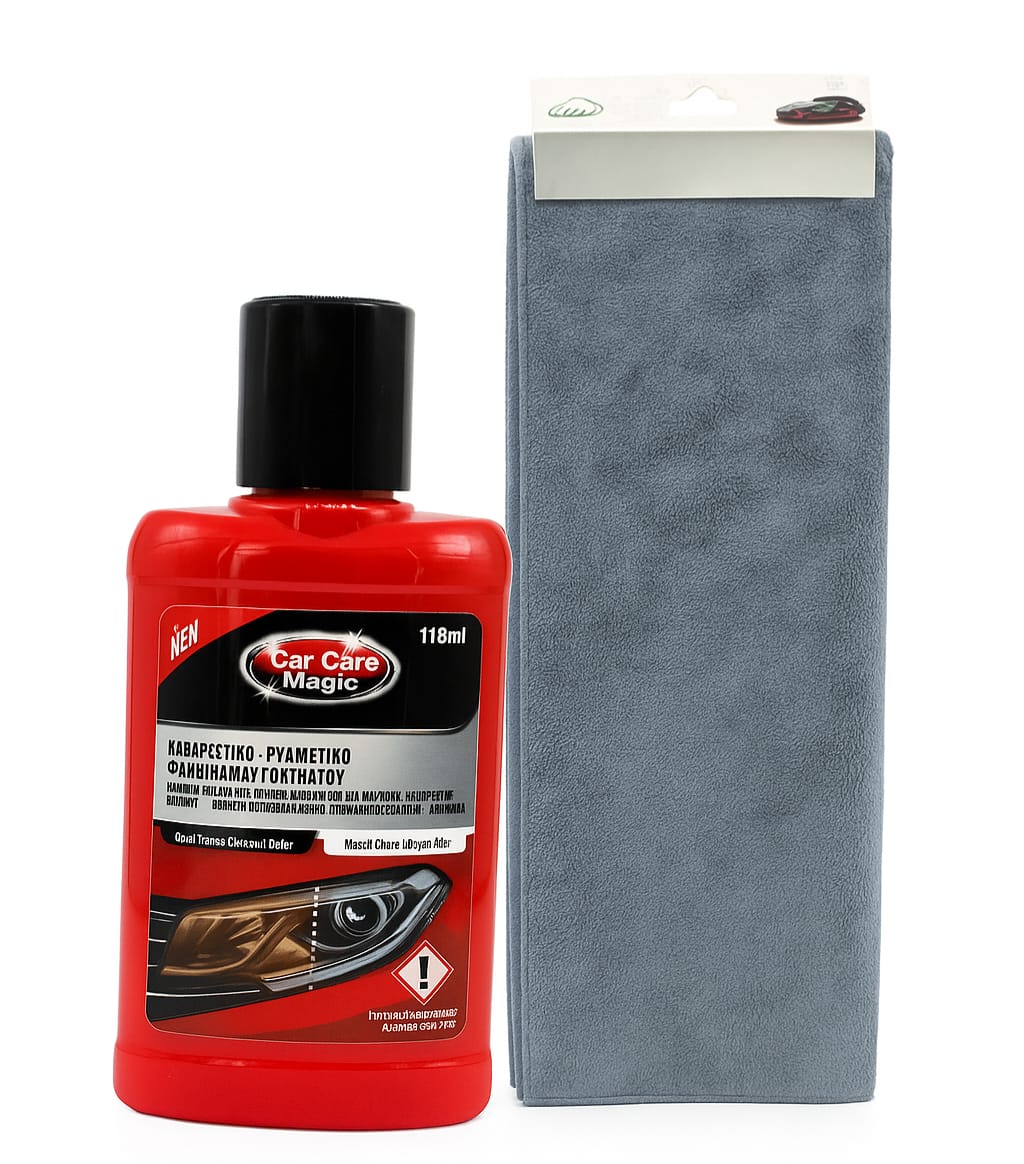 Solutie lustruit si curatat faruri118 +laveta cadou 30x40cm